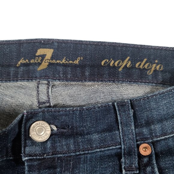 7 For All Mankind Dojo Flare Womens Jeans 29 34x20 Blue Stitch Y2K Rodeo - Picture 3 of 13